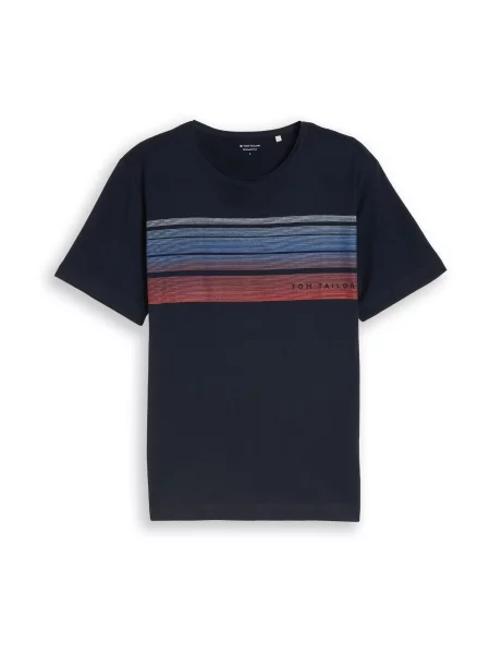 TOM TAILOR Tricou albastru / bleumarin / albastru porumbel / pastel roșu