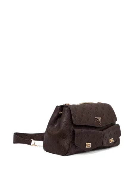 Crossbody táska Guess autogrammal barna