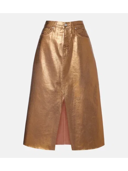 Fustă din denim Veronica Beard până la genunchi auriu