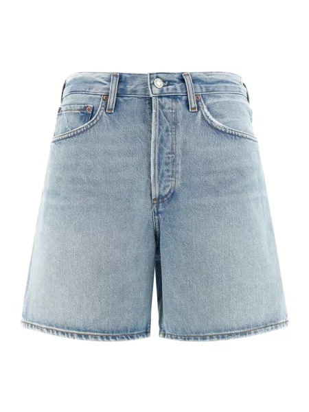 Szorty jeansowe Agolde z wysoką talią niebieskie