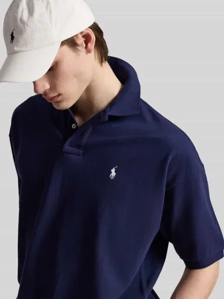 Koszulka polo z czystej bawełny o kroju loose fit Polo Ralph Lauren granatowa