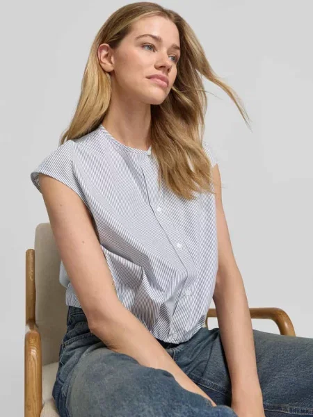 Bluzka z krótkim rękawem o pudełkowym kroju z czystej bawełny model GELATINA' Weekend Max Mara niebieska
