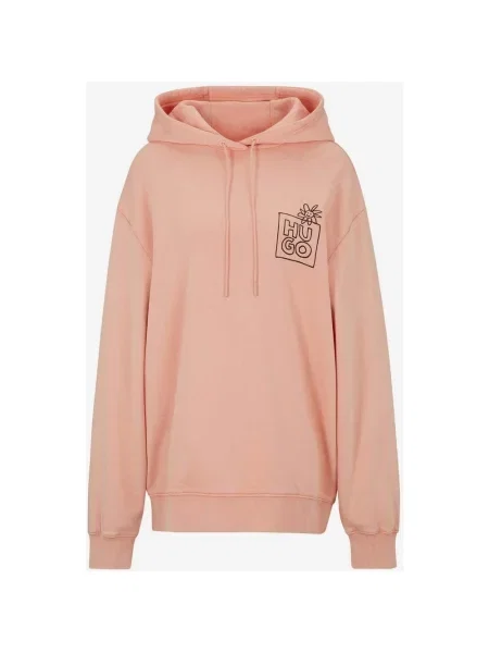 Bluza z kapturem HUGO Dejanna Różowy Łososiowy S żółty