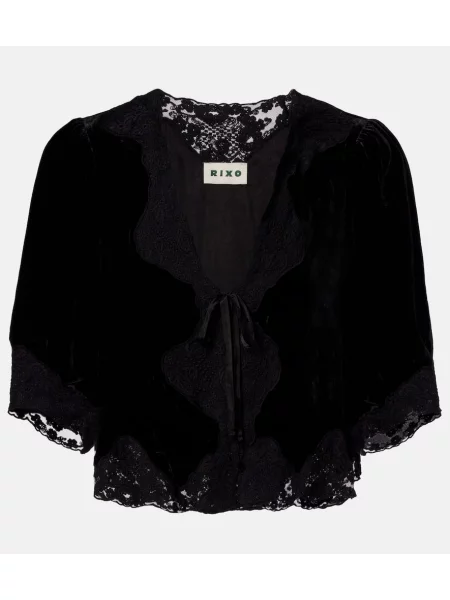Aksamitny top Rixo czarny
