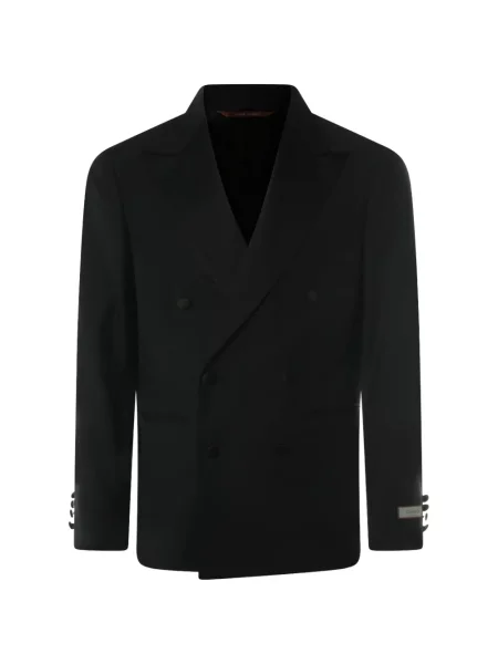 Costum Canali de lână cu două rânduri de nasturi negru