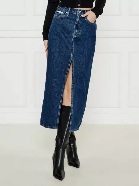 Calvin Klein Jeans fustă din denim albastru