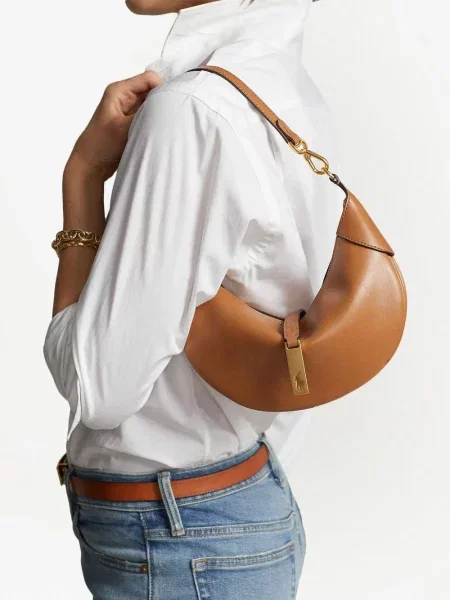 Kožená mini malá kožená taška Polo Ralph Lauren černá