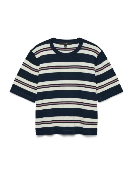 VERO MODA Pulover VMSilje albastru marin / roz alb