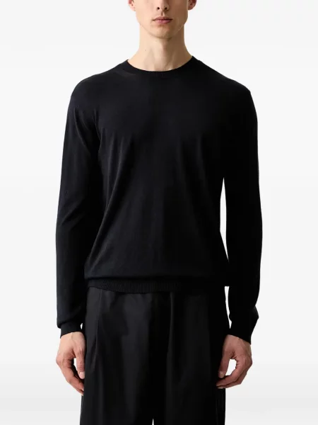 Pulover Emporio Armani de mătase albastru