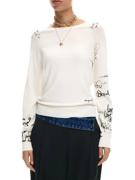 Džemper Desigual s printom crna