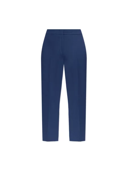 Lniane spodnie Max Mara niebieskie
