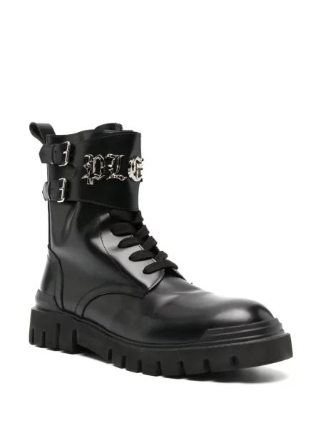 Cropp cizme scurte Philipp Plein din piele negru