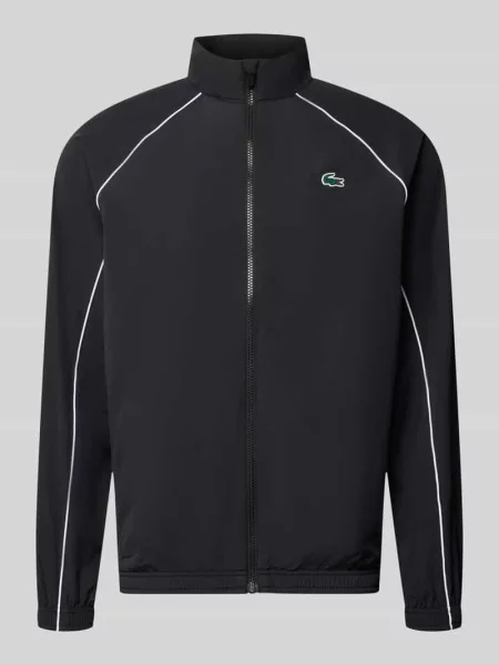 Kurtka treningowa o kroju regular fit z naszywką z logo Lacoste Sport czarna