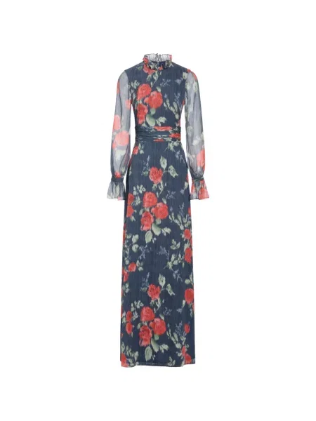 Rochie Markarian cu model floral cu imagine albastru