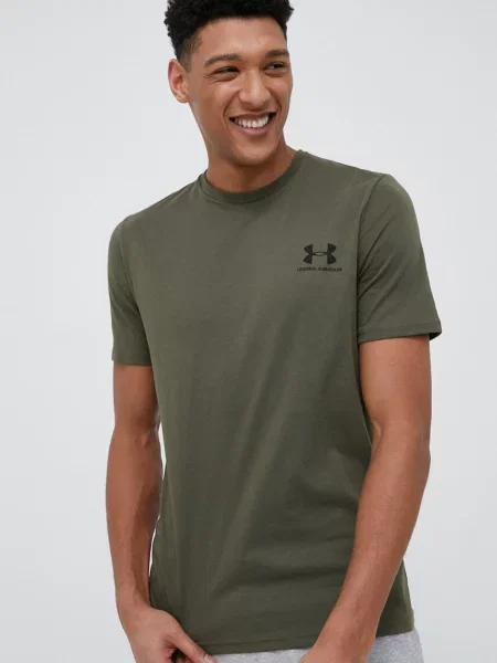 Under Armour tréningové tričko pánske s bavlnou SPORTSTYLE LEFT CHEST zelená