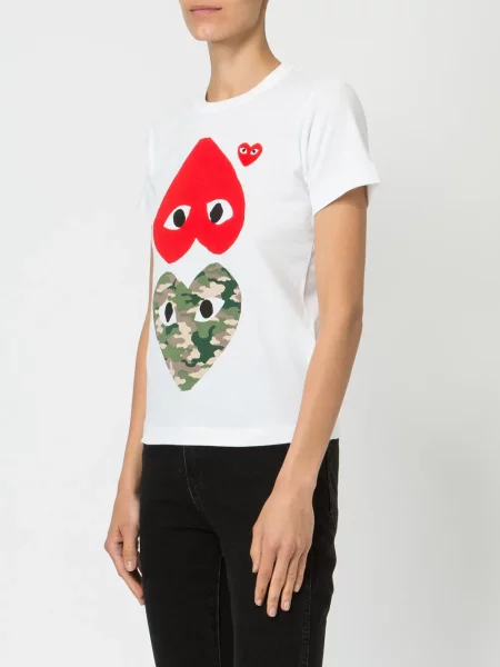 Tričko Comme Des Garçons Play s potiskem bílé