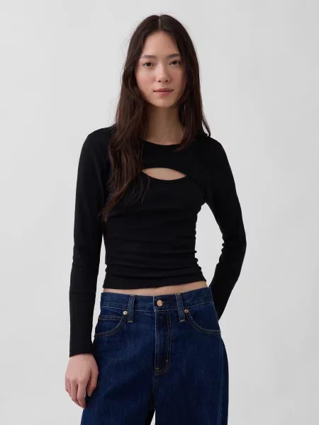 Tricou mânecă lungă Gap lung negru