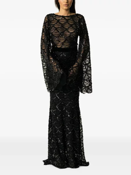 Rochie maxi Miau By Clara Rotescu cu paiete negru