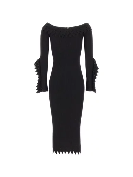 Rochie midi Blumarine tricotate cu volane negru