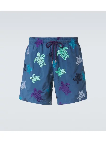 Slip de baie Vilebrequin cu broderie albastru