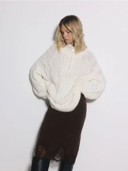 Кружевная юбка Reserved коричневая