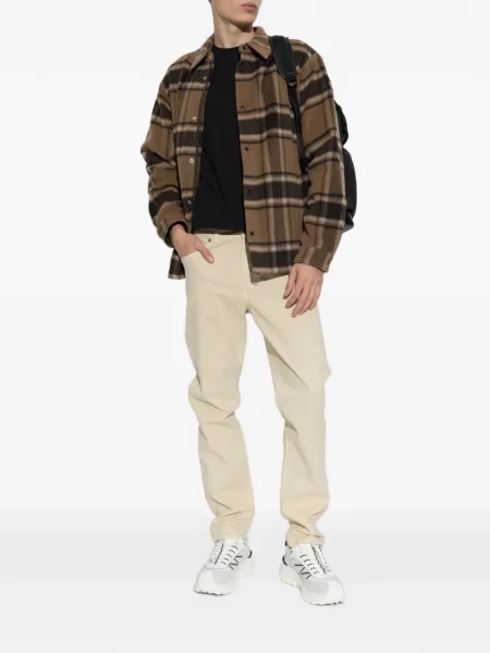 Vilnonė pledinė marškinėlių tipo striukė Moncler ruda