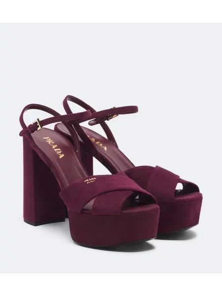 Sandale Prada din piele de căprioară cu platformă