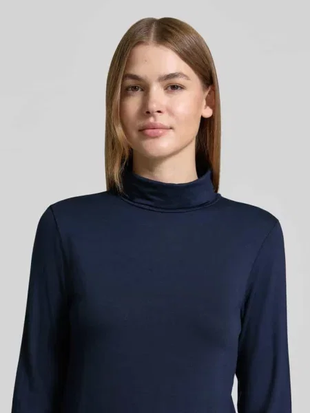 Bluzka z długim rękawem o kroju slim fit z elastycznej mieszanki model Liana' Free/quent granatowa