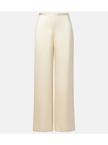 Pantaloni The Row din satin alb