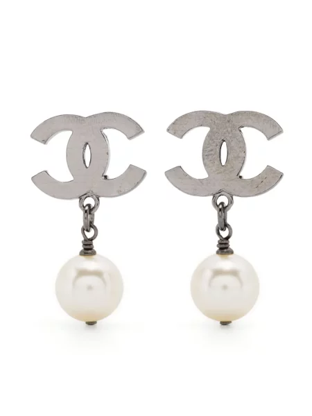 Náušnice Chanel Pre-owned s perlami bílé