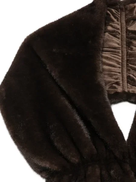 Fular Betta Corradi cu volane cu blană maro