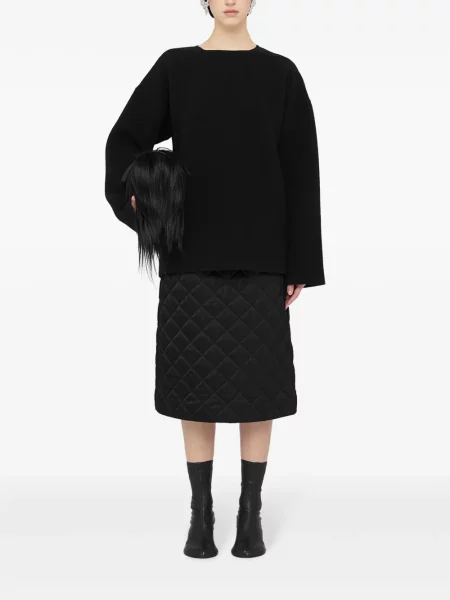 Fustă midi Jil Sander până la genunchi negru