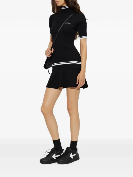 Pulover Off-white cu broderie alb