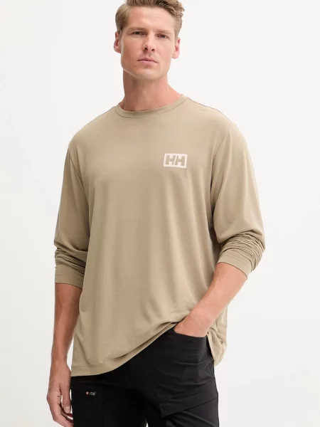 Sportovní tričko s dlouhým rukávem Helly Hansen SKOG s potiskem zelená