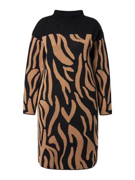 Ulla Popken Rochie tricotat maro deschis negru