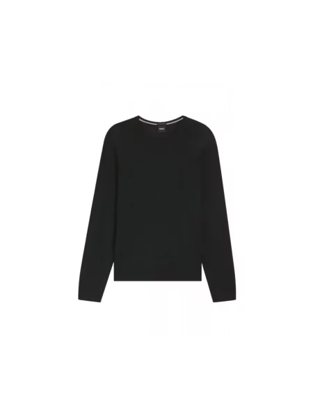 Lniany sweter Hugo Boss z długim rękawem czarny