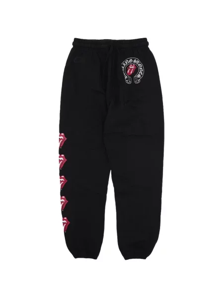 Pantaloni Chrome Hearts cu motiv cu inimi cu strasuri alergare negru