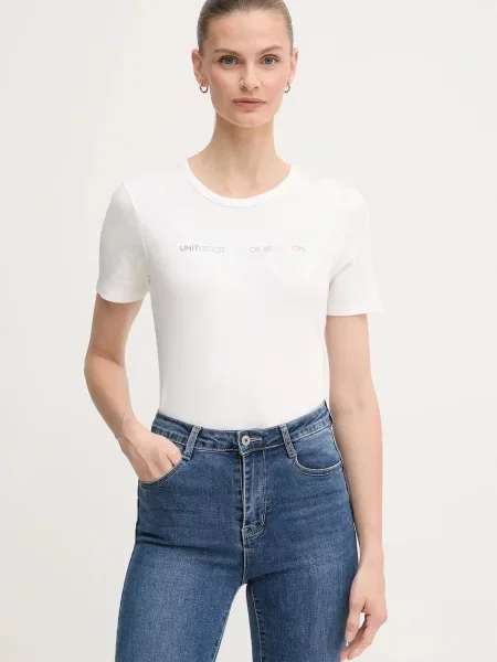 Тениска United Colors of Benetton дамска червено бяло