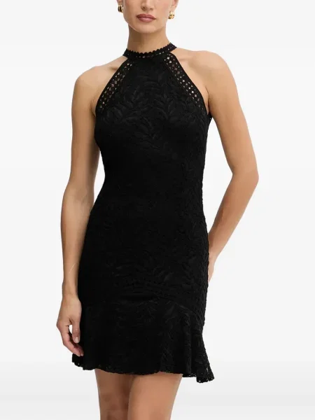 Rochie Guess din dantelă cu gât halter negru