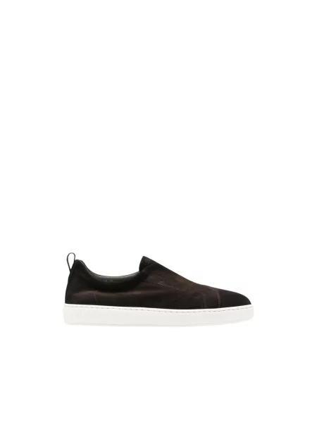 Sneakersy Santoni zamszowe wsuwane brązowe