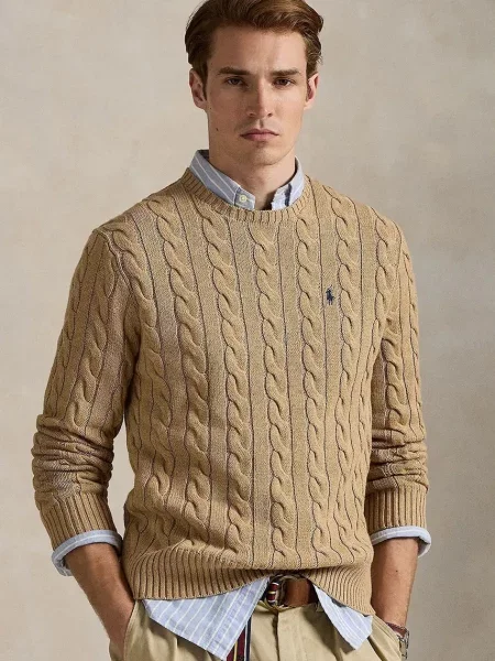Polo Ralph Lauren Sveter DRIVER ťavej srsti béžová