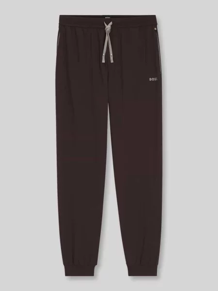 Spodnie dresowe o kroju regular fit z mieszanki bawełny model Mix&Match' Boss brązowe