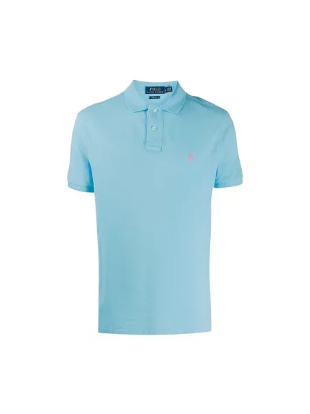 Lniana koszulka polo Polo Ralph Lauren z krótkim rękawem klasyczna niebieska