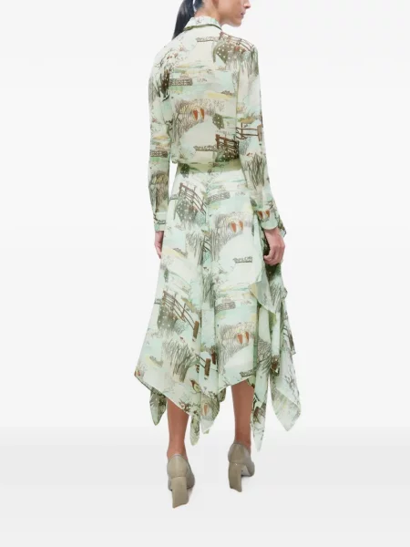 Bluză Tory Burch cu funde din șifon verde