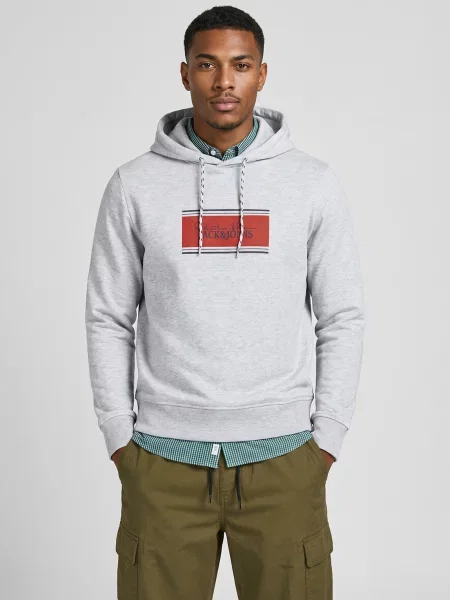 Majica Jack & Jones s kapuljačom siva