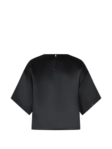 Top Simkhai din satin cu decolteu rotund negru