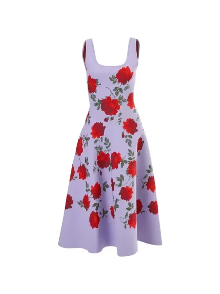 Sukienka Carolina Herrera żakardowa fioletowa