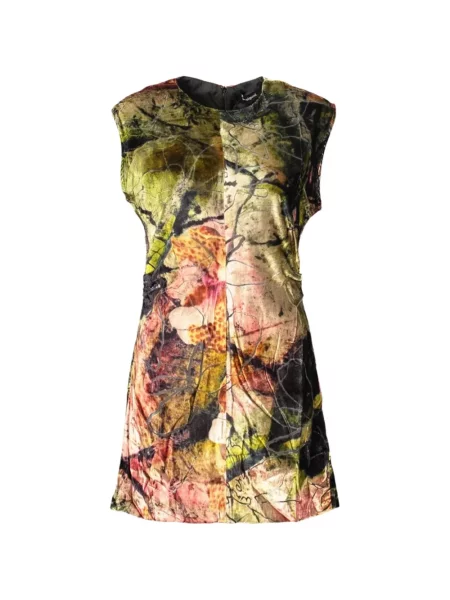 Rochie mini Desigual de catifea cu imagine cu imprimeu abstract verde