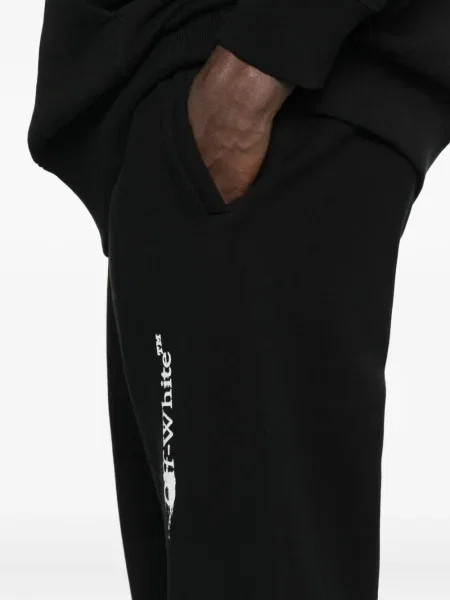 Pantaloni Off-white cu imagine alergare cu cordon alb