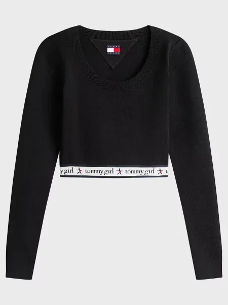 Укорочений топ Tommy Jeans чорний